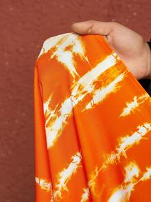 SHEIN CURVE+ Bộ đồ 2 món dành cho nữ cỡ lớn: áo kimono dài mở phía trước và quần ống rộng, thích hợp cho kỳ nghỉ hoặc du lịch. - Màu Cam cháy - Xem 10
