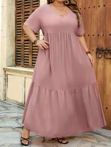 SHEIN CURVE+ Curve 尺码 US22 音乐节、海滨度假、波西米亚风长款沙滩度假连衣裙 波西米亚风夏季/乡村/海滩度假装/沙滩装/沙滩服饰 - 彩色 - 查看 5