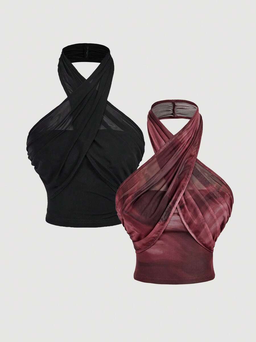 SHEIN MOD 2PCS Women Tops - Multicolor - View 1