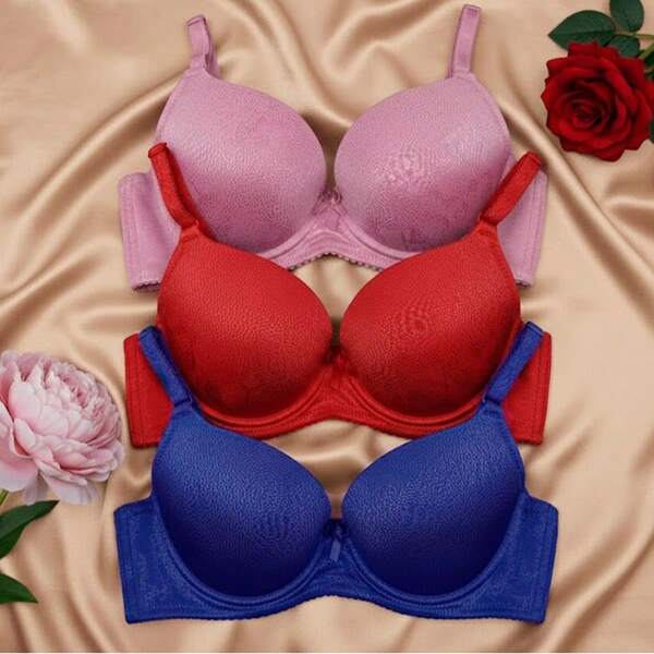 RITA SENSUAL BR6055 COPA B Y C  *3 Sostenes para Dama 6 colores diferentes y Tallas con detalles satinados con diseño floral, push up para levantamiento de busto