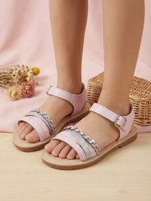 Sandalias de Niña con Correa Ajustable – Cómodas para Caminar y Jugar - Pink and Silver - Ver 7