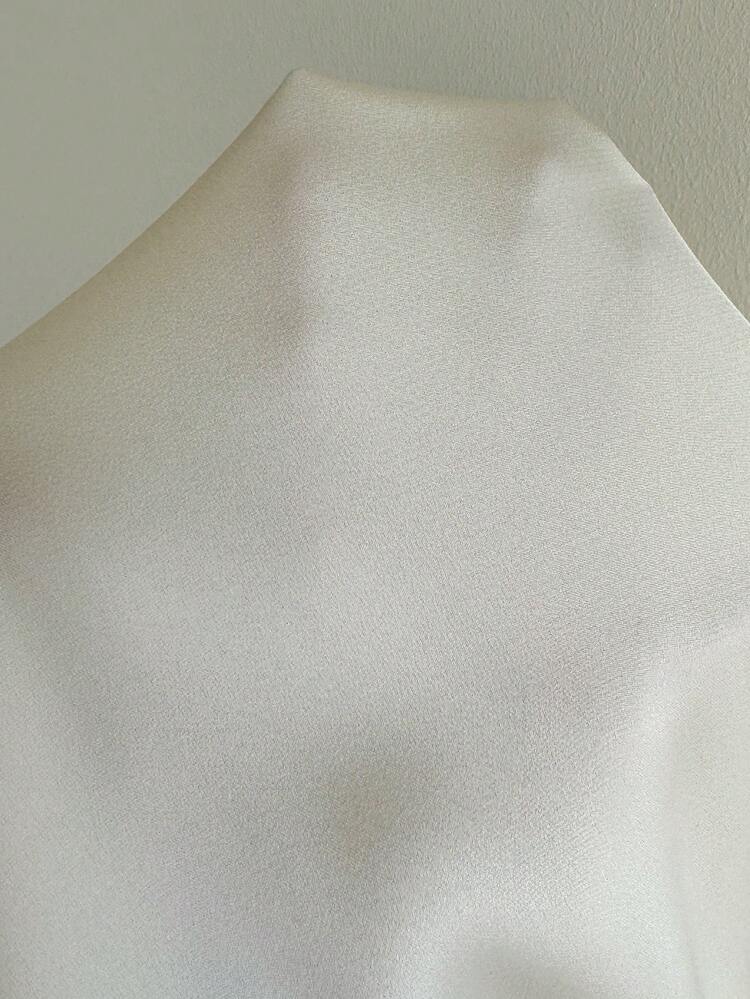 Women's White Satin Halter Neck High Neck Open Back Top, Asymmetrical Hem Elegant Going Out Blouse, Summer Halter Neck Tops For Women Tops For Women Summer Cute Latest Tops For Women New Arrivals Asymetrical Tops For Women - Beige - View 9
