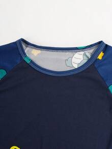 Pijama Infantil para Niño Primavera/Verano 3 Piezas Camiseta de Manga Corta + Pantalón Largo + Short | Suave y Cómodo para Dormir y Estar en Casa - Azul marino - Ver 6