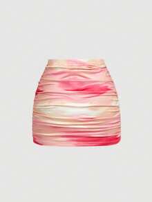 SHEIN MOD 2pcs Women Casual Minimalist Ruched Bodycon Skirt Set - Multicolor - View 6