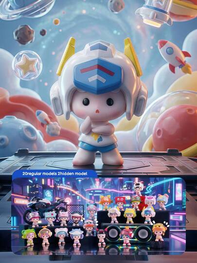 POKOJA LAND Caja ciega (sin relleno de peluche) 1 pieza Figura de la serie "Explorador cósmico" de , figura chibi con temática espacial y de aventura con 20 estilos regulares y 2 sorpresas ocultas, juguete coleccionable con accesorios con casco y temática, ideal para decoración de escritorio, decoración del hogar y compañero de viaje, regalo perfecto para festivales para amigos y familiares, excelente regalo de San Valentín y favor de fiesta para coleccionistas y entusiastas que buscan piezas de decoración dinámicas y con temática