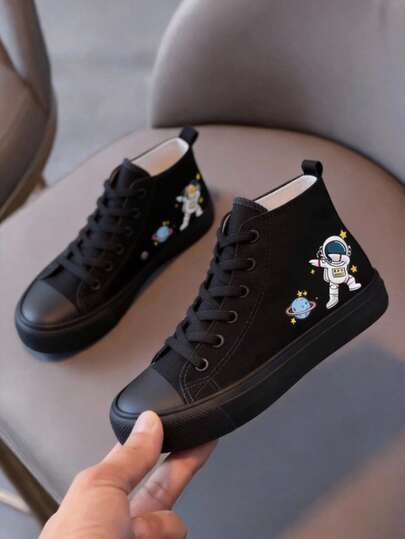 Tenis bebé niño niña botín zapatito choclo unisex con astronautas color básico bota negro azul claro blanco casual urbano primeros pasos 13mx-21mx Hecho en México kids