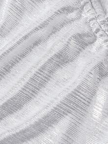 SHEIN MOD Asymmetrical Hem Tie-Up Fashionable Summer Ruched Women Tube Top - Silver - View 4