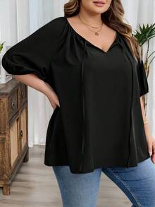 SHEIN CURVE+ 大码休闲度假撞色条纹衬衫，适合夏季/乡村/海滩度假 - 彩色 - 查看 5