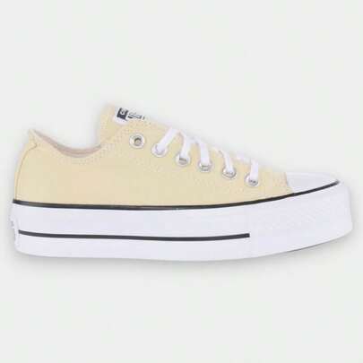  Tenis Converse Chuck Taylor All Star Lift para Mujer en Color Crema Arena con Suela de Plataforma y Detalles Clásicos - Elegancia Casual Elevada