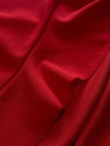 NU&NOW Vestido de fiesta rojo de talla grande con tirantes finos, abertura alta y dobladillo con volantes - Rojo - Ver 7