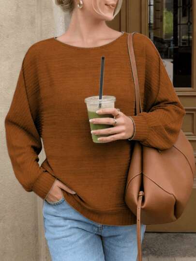 Camisa para mujer, cuello redondo, estilo casual y minimalista