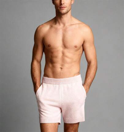 Short, tejido de punto, diseño Liso, para hombre, gran calidad, suave, con cordón ajustable en la cintura, cómodo, ligero, con bolsas a los lados, para uso diario, para día y noche, vacaciones, básico, primavera, verano, otoño, invierno, fresco, a la moda. Viscosa, elástico ligero, para citas, en pareja, viaje.