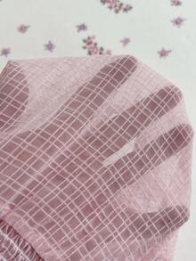 Elamini Women's Sweet Light Pink Sheer Grid Transparent Button Shirt - Baby Pink - View 7