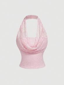 SHEIN MOD 1pc Solid Color Lace Sleeveless Elegant Summer Camisole For Women,Pink Top - Pink - View 6