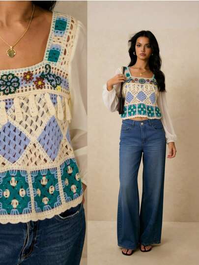 Blusa de Mujer Inspirada en Ropa India, Blusa Casual, Tejida, Cómoda, Blusas