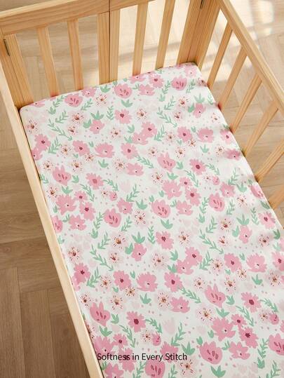 Cozy Pixies 1-Piece Floral Pattern Baby Mattress, Elastic Adjustment, Comfortable And Soft Sheets, Daily Use For Newborns, Spring And Summer Use [Oeko-Tex Certification]