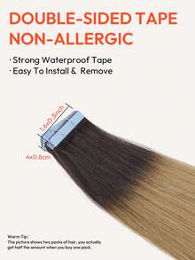 Top Quality 20pcs Straight Tape In 100% Human Hair Extension For Salon Silky Seamless Invisible Dark Brown To Chocolate Brown For Thin Hair Woman Natural Look Highlight Color Tape In Hair Tape Ins Hair Extensions - S2/6 - View 4