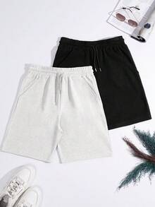 RueChic Men 2-Pack Basic Shorts In Waffle Fabric - Multicolor - View 1