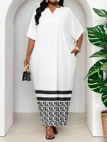 SHEIN Lady Plus Size Spring, Summer, Autumn And Winter Elegant White Braided Notch Robe Dress Plus Size Dress Summer Dress Spring Dress Mother's Day - White - View 3