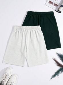 SHEIN Cottnline Men's Waffle Fabric Basic Shorts 2-Pack - White - View 2