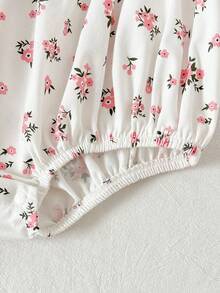 Cozy Pixies Baby Mädchen Blume Muster Kontrast Farbe Schleife Rundhals ärmelloses Romper - Pink - Übersicht 7