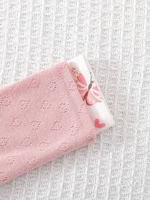 Cozy Pixies 新生女宝宝碎花印花柔软针织圆领长袖连体衣和裤子两件套 - 粉色 - 查看 6