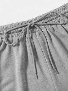 Comfortcana Plus Size Women Solid Color Drawstring Waist Pleated Casual Versatile Daily Shorts - Multicolor - View 15