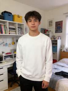 SUDADERA BASICA PARA HOMBRE - Blanco - Ver 1