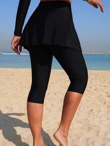 Swim Shayni Váy nữ mùa hè mới, xẻ tà bên hông, xếp ly vòng, màu đen, kiểu dáng thường ngày, thích hợp cho kỳ nghỉ. - màu đen - Xem 2