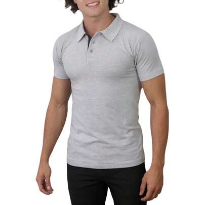 Playera Tipo Polo 1pz Hombre Tapeta y Botones en Contraste Casual Moderna Varios Colores