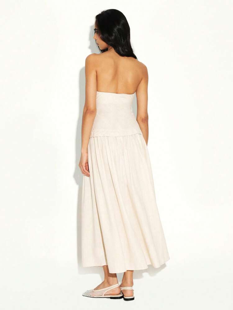KSTM Strapless Maxi Dress With Ruched Bodice And Tiered Skirt Elegant Summer Wedding Guest Dress