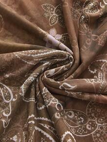 ROMWE Fairycore 大码女式波西米亚风网纱印花A字裙 - 彩色 - 查看 4