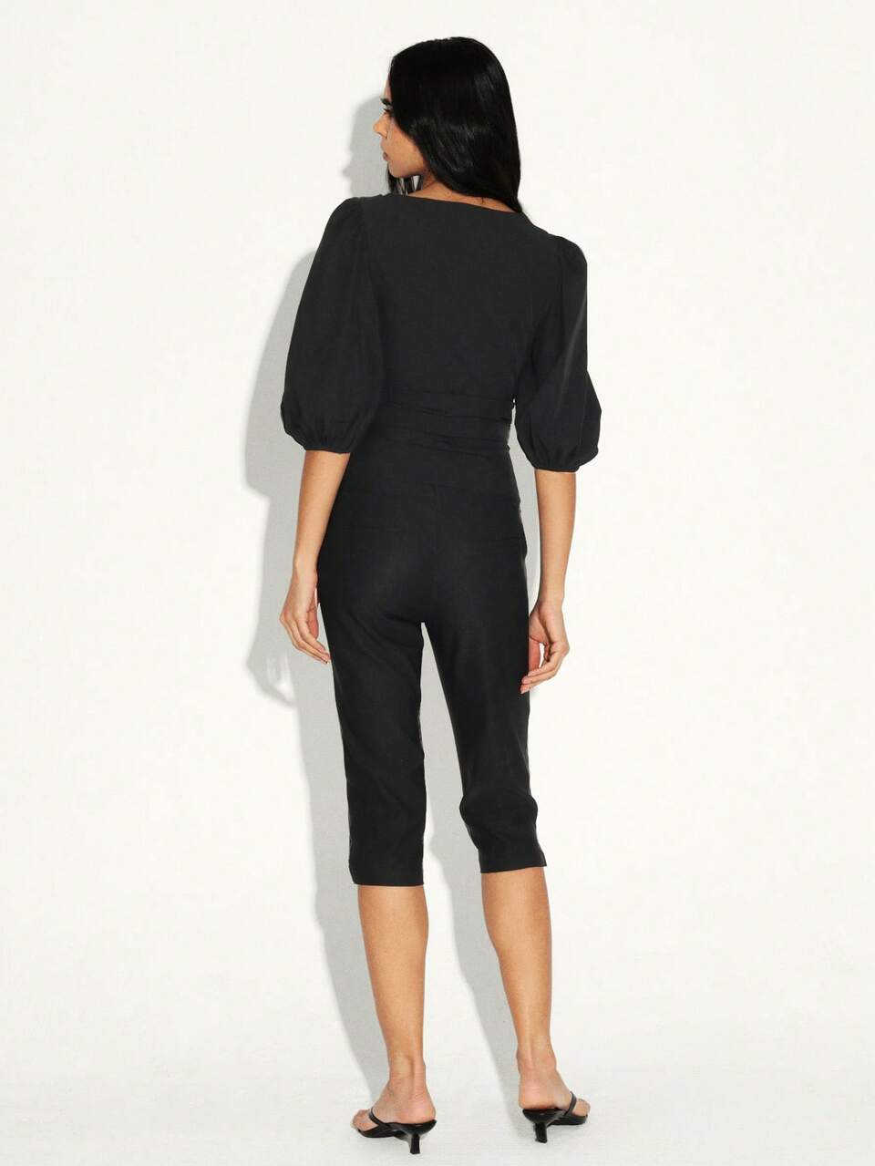 KSTM Women's Black Capri Pants With Straight Leg Cut For Casual Everyday Comfort