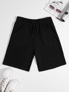 SHEIN Cottnline 100%Cotton 2pcs/Set Men's Waffle Fabric Basic Shorts - Multicolor - View 3