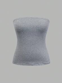 SHEIN EZwear 4pcs/Set Plus Size Women Solid Color Fitted Casual Tube Top - Multicolor - View 8