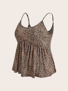 SHEIN EZwear 2件装加大码女式褶皱休闲百搭约会外出吊带背心 - 棕色 - 查看 5