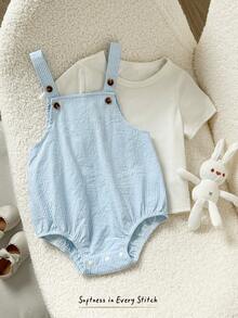 Cozy Pixies Baby Boy Blue & White Striped Romper, Versatile & Comfortable - Blue - View 6