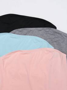 SHEIN EZwear 4pcs/Set Plus Size Women Solid Color Fitted Casual Tube Top - Multicolor - View 12