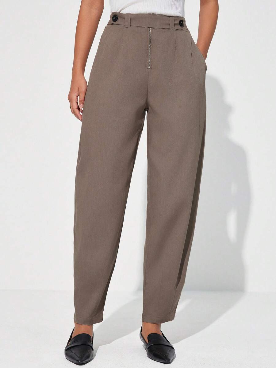 Aveloria Modichic New Elegant Slimming Zipper Banana Pants Suit Trousers - Khaki - View 1