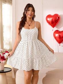 Solflare Đầm hai dây in hình trái tim, thích hợp cho nữ cỡ lớn, mùa hè, đi nghỉ mát, hẹn hò ngày Valentine. - trắng - Xem 5