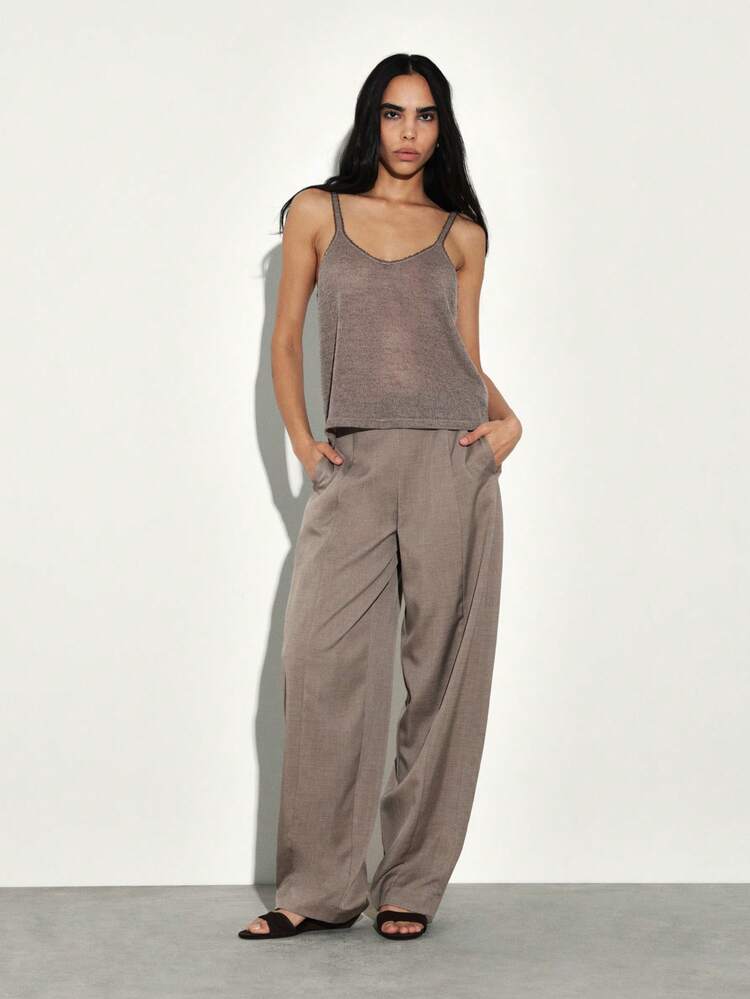 KSTM Damski prążkowany top bez rękawów z dekoltem w serek, bez rękawów, na co dzień, na lato, podstawowy top warstwowy, luźny krój, niezbędny na co dzień