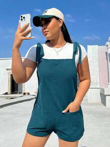 SHEIN EZwear 一件装 女士简约日常连体裤 蓝绿色 - 水鴨藍 - 查看 7