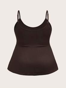SHEIN EZwear 2件装加大码女式褶皱休闲百搭约会外出吊带背心 - 棕色 - 查看 9