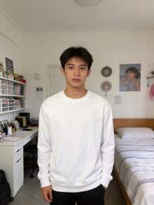 SUDADERA BASICA PARA HOMBRE - Blanco - Ver 2