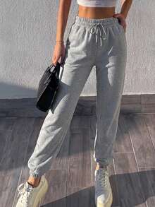 EURMUSE Women's Drawstring Joggers - Grey - View 3