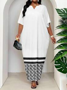 SHEIN Lady Plus Size Spring, Summer, Autumn And Winter Elegant White Braided Notch Robe Dress Plus Size Dress Summer Dress Spring Dress Mother's Day - White - View 1