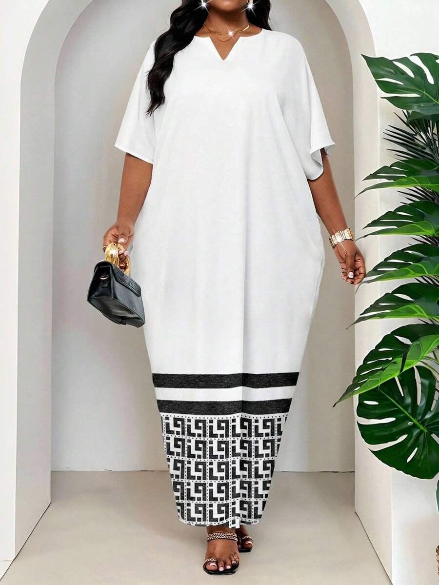 SHEIN Lady Plus Size Spring, Summer, Autumn And Winter Elegant White Braided Notch Robe Dress Plus Size Dress Summer Dress Spring Dress Mother's Day - White - View 1