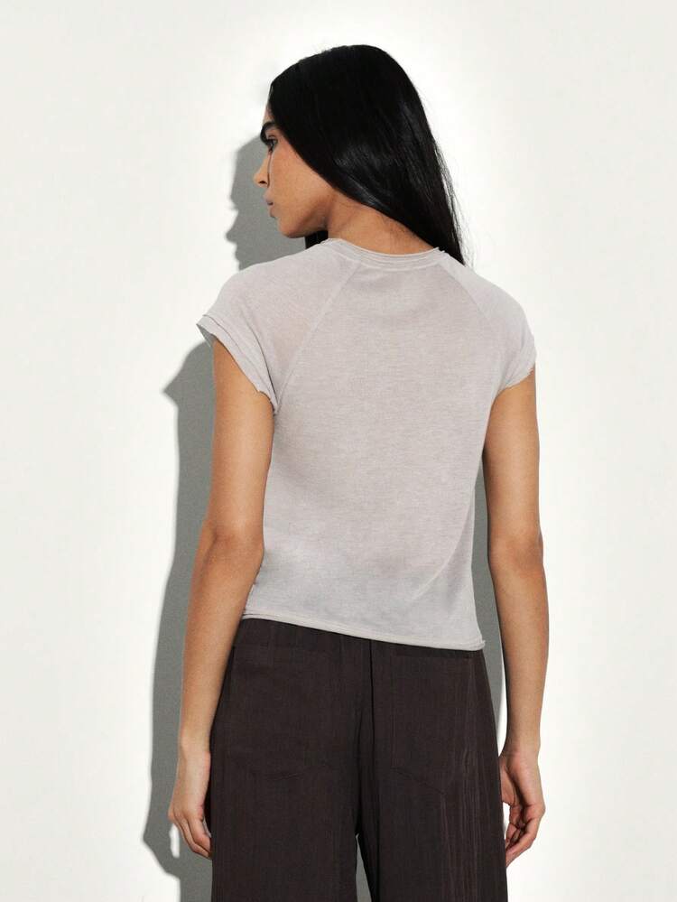 KSTM Women's Raw Hem Short Sleeve Crew Neck T-Shirt Casual Basic Tee Summer Everyday Wardrobe Essential Lightweight Top