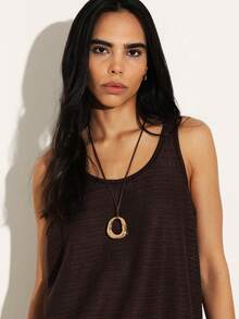 KSTM Women's Brown Crochet Knit Tank Top Sleeveless Summer Festival Casual Loose Fit Scoop Neck - Brown - View 5