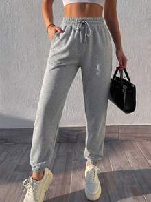 EURMUSE Women's Drawstring Joggers - Grey - View 4